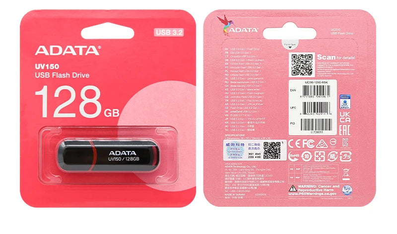 ADATA UV150 USB3.2 High-speed Flash Drive Plug And Play Easy Portable USB Flash Drive Black 256GB 128GB 64GB 32GB