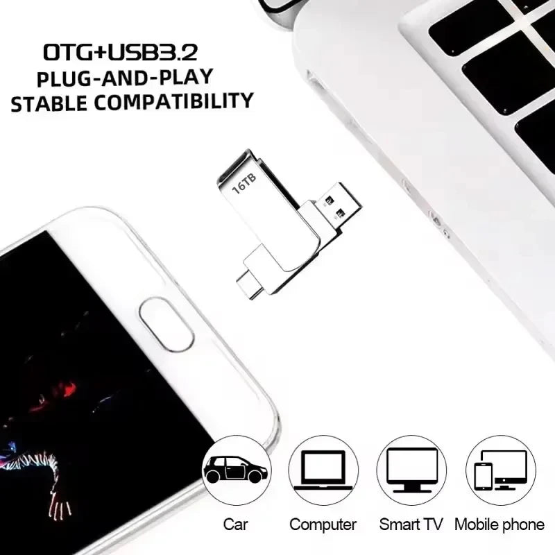 64TB USB 3.2 Flash Drive Metal Ultra-Speed Pen Drive 16TB 8TB Waterproof Type-C USB PenDrive For Computer Storage Devices 2026