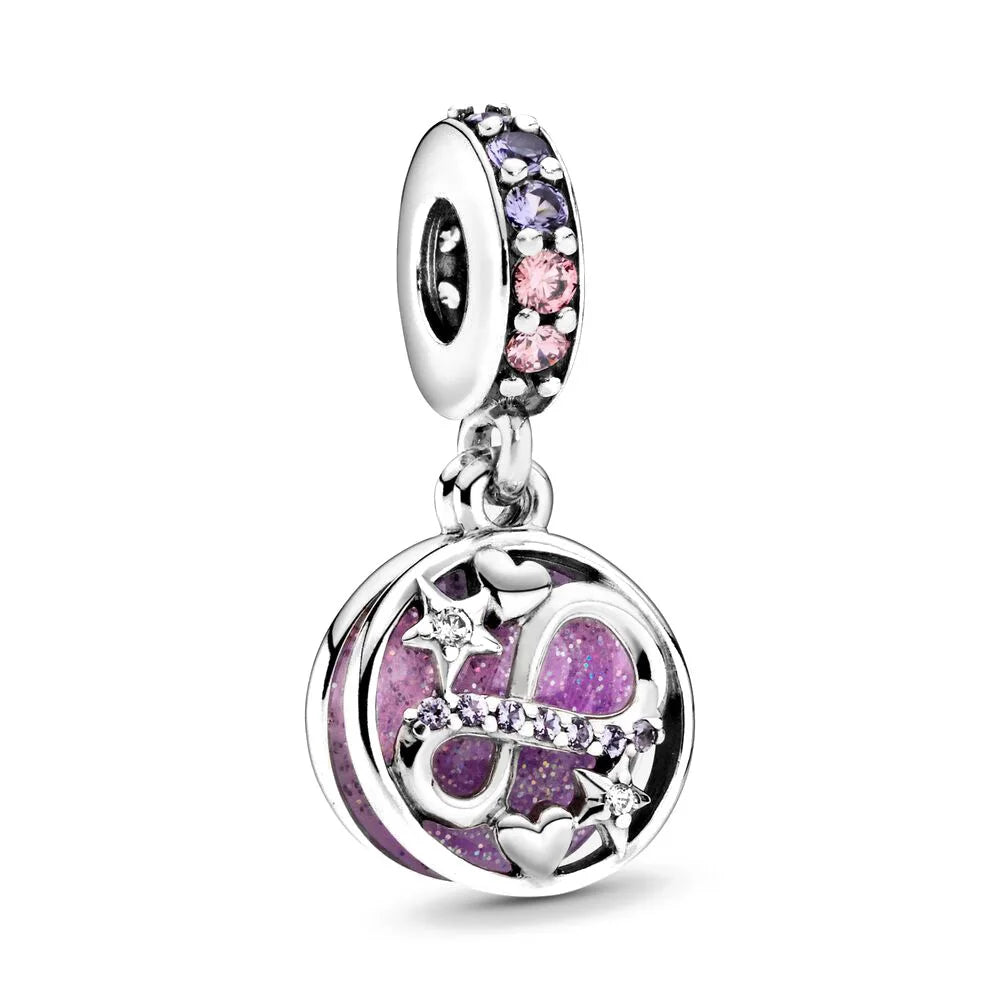 New Fashion 925 Sterling Silver Romantic Starry Sky Moon Sun Stars Pendant Fit Original Charms Bracelet Women Jewelry Gift