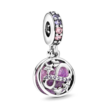 New Fashion 925 Sterling Silver Romantic Starry Sky Moon Sun Stars Pendant Fit Original Charms Bracelet Women Jewelry Gift