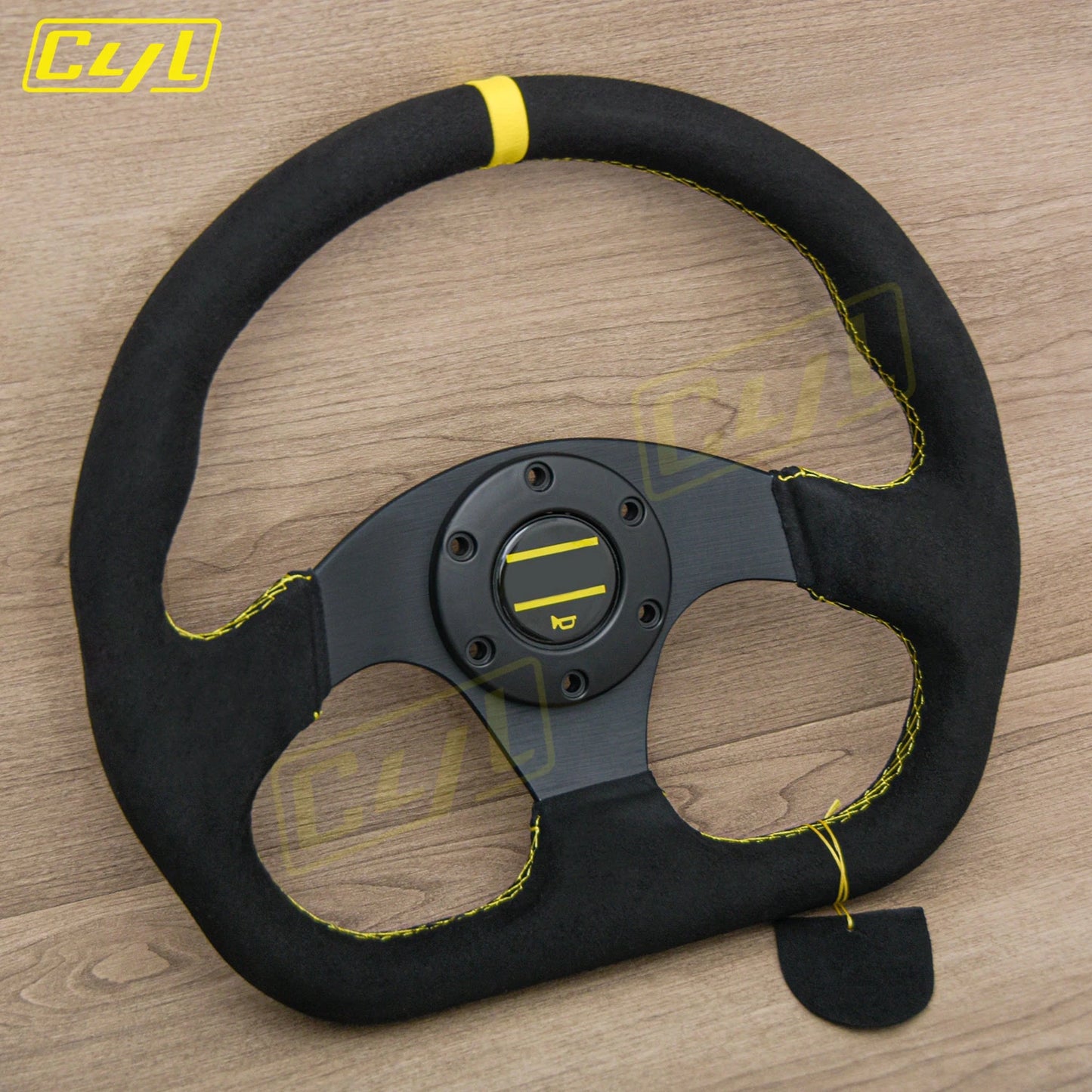 12.5-inch 320mm Universal D-Shaped Suede Leather Steering Wheel Sim Racing Sports Game Steering Wheel