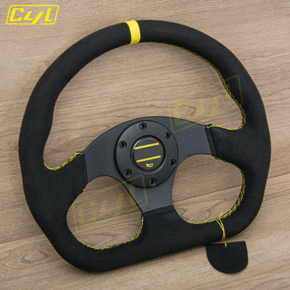 12.5-inch 320mm Universal D-Shaped Suede Leather Steering Wheel Sim Racing Sports Game Steering Wheel