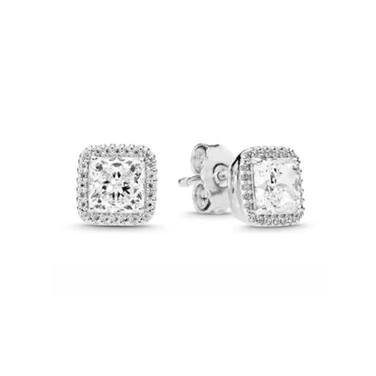 New S925 Silver Colored Zircon Necklace Earrings Suitable for Valentine's Day, Mother's Day, Anniversary Gift DIY Charm Jewelry