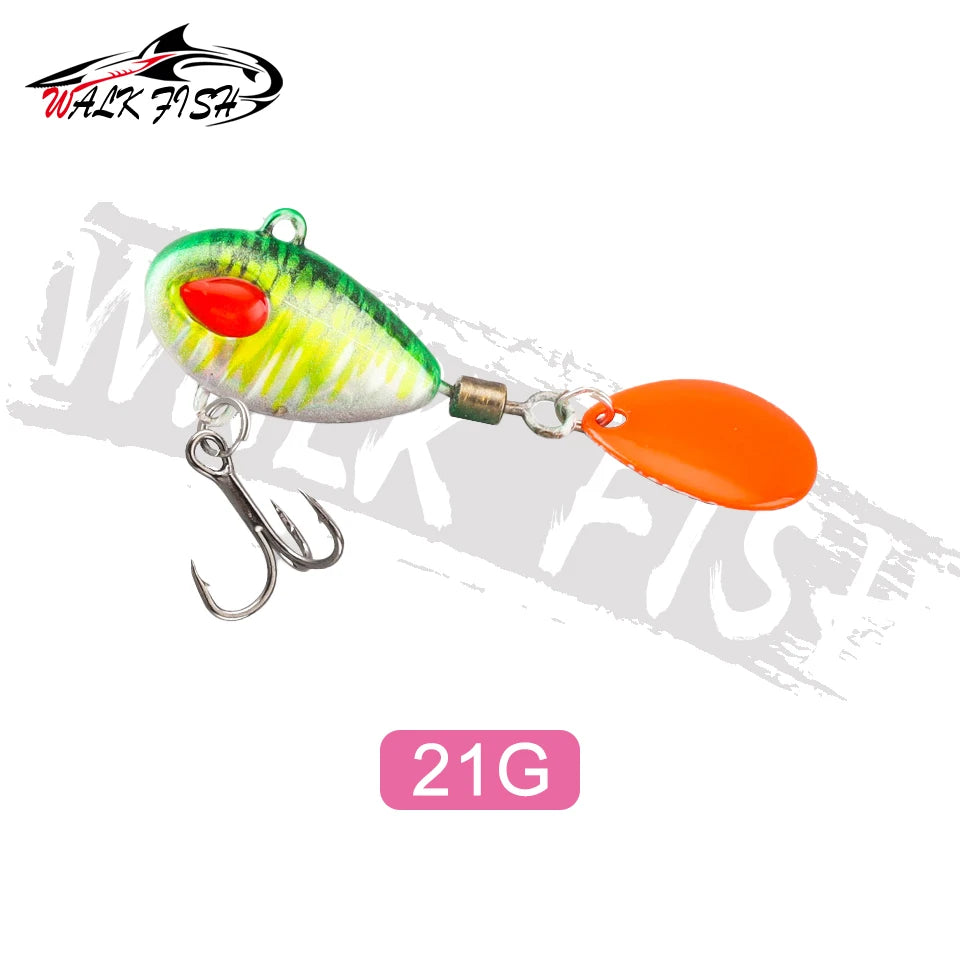 WALK FISH Sinking 3g-21g VIB Lure Spoon Spinner Fishing Bait Wobblers Metal Jig Rotating Sequin Tail Far Casting For Sea Bass