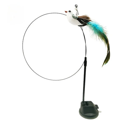 Interactive Cat Toy Hands-Free Cat Stick Playing Kitten Playing Teaser Wand Toy Suction Cup Bird/Feather Cat Wand Pet Supplies