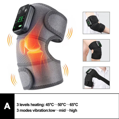 Electric Heated Vibration Knee Massage Pad, 3 in 1 Massager for Shoulder Elbow, Hot Compress Thermal Joint Brace Muscle Relaxation