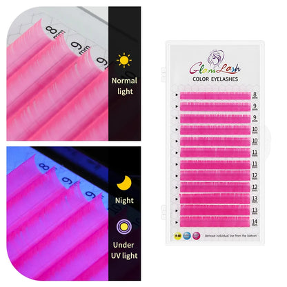 GLAMLASH Colored Lashes Lake Blue/Lavender/Cinnamon/Dark Green/Matcha Grey Individual Natural False Colorful Eyelash Extension