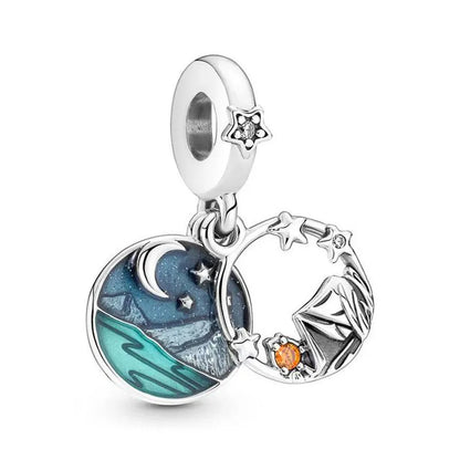 Nuevo colgante de plata 925 compatible con pulsera original, joyas para mujer, serie azul, colgante de pulpo, delfín, búho, camaleón