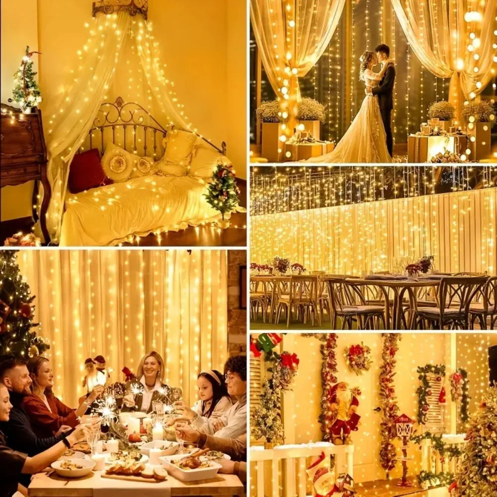 USB Christmas LED curtain lights, indoor fairy curtain lights, suitable for bedroom, background windows, holiday lighting