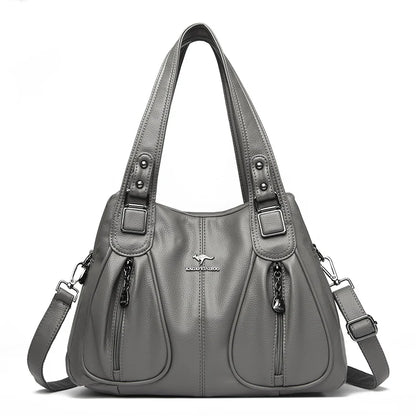 100% Genuine Leather Women Handbag Fashion Girls Top-Handle Bucket Bag Soft Cowhide Female Shoulder Bags Women Crossbody Bag Sac