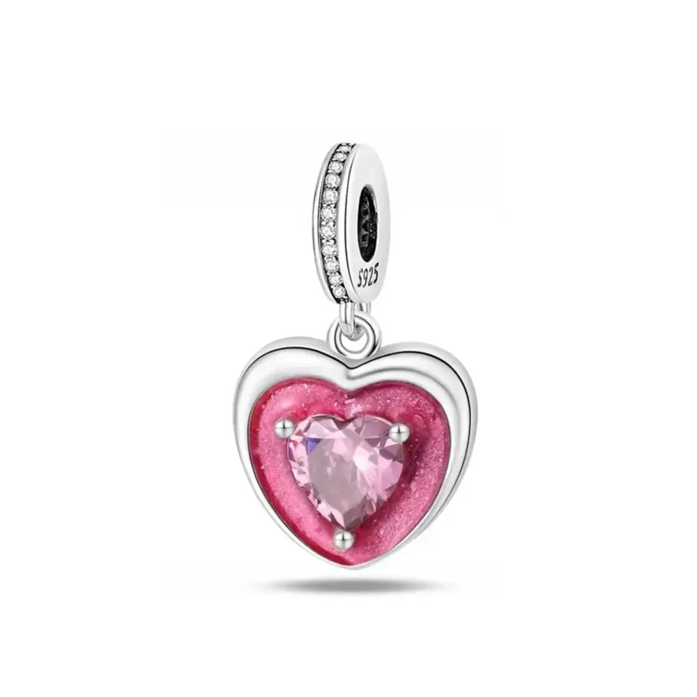 Hot Selling 925 Silver Pink Cake, Dog Paw, Luggage, Cup Bead Pendant Suitable for European Original Bracelet DIY Exquisite Jewelry