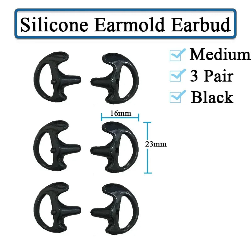 3-Pair Ear Mold Earbud Replacement Soft Silicone Earmould Earplug S/M/L Size for Walkie Talkie Radio Acoustic Earpieces Headsets