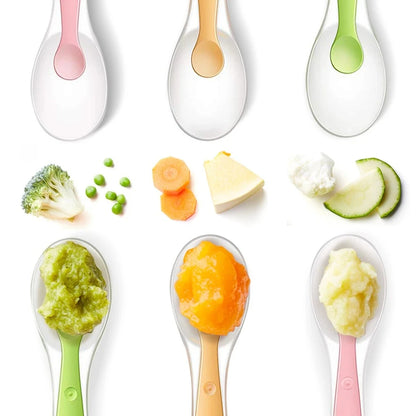 2pcs Baby soft silicone Spoon & PP Transparent Box Baby Feeding Soft Tip Tableware Learning Eat Training Auxiliary Tools