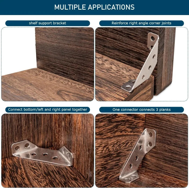 Corner Brackets, Stainless Steel Furniture Angle, Shelf Connector, Cabinet Support Fixing Frame Corner Brace