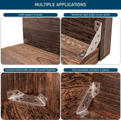 Corner Brackets, Stainless Steel Furniture Angle, Shelf Connector, Cabinet Support Fixing Frame Corner Brace