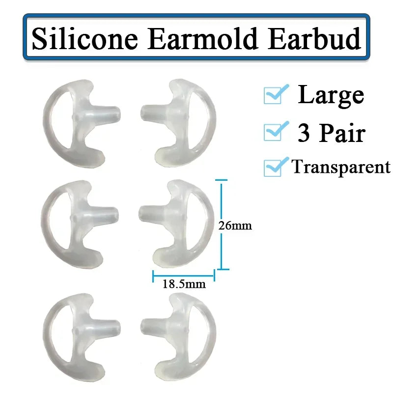 3-Pair Ear Mold Earbud Replacement Soft Silicone Earmould Earplug S/M/L Size for Walkie Talkie Radio Acoustic Earpieces Headsets