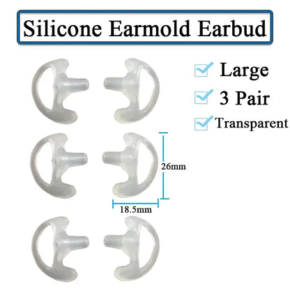 3-Pair Ear Mold Earbud Replacement Soft Silicone Earmould Earplug S/M/L Size for Walkie Talkie Radio Acoustic Earpieces Headsets