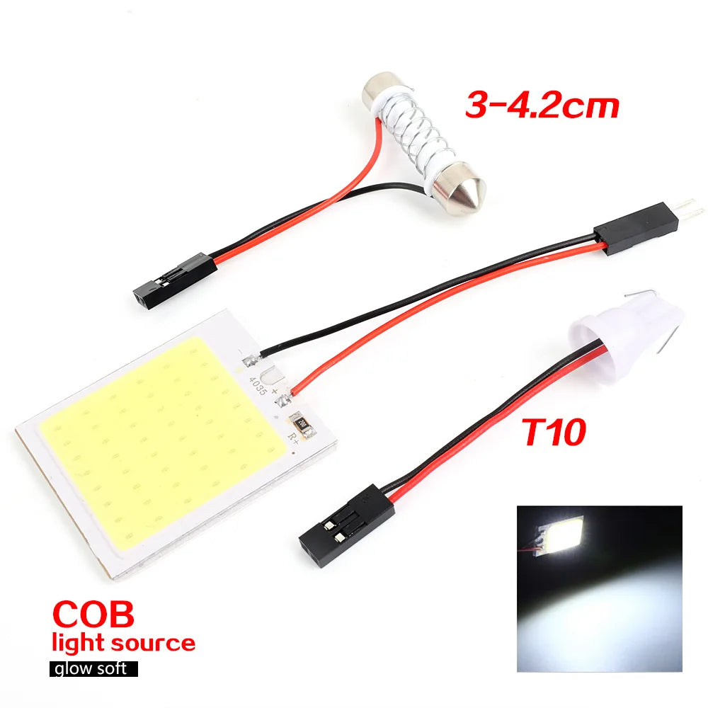 10/1 PCS 48 SMD T10 4W 12V COB Car Interior Panel LED Lights White Lamp Bulb Car Dome Reading Trunk Lamps