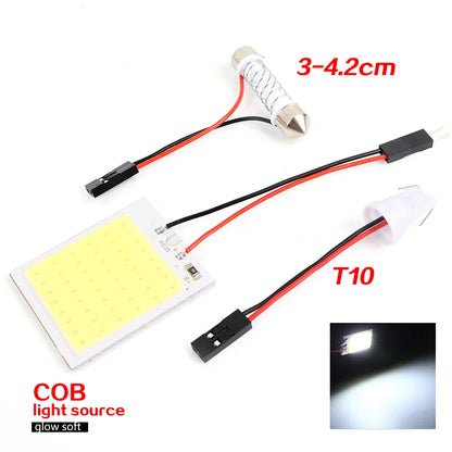 10/1 PCS 48 SMD T10 4W 12V COB Car Interior Panel LED Lights White Lamp Bulb Car Dome Reading Trunk Lamps