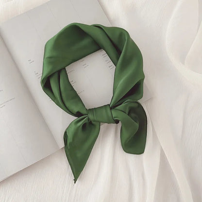 Luxury Solid 70*70cm Silk Square Scarf Women Soft Satin Hairband Neckerchief Tie Female Headband Foulard Bag Ribbon Gift
