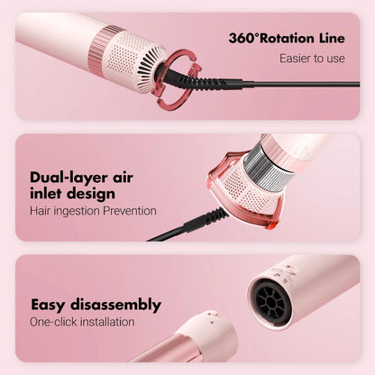 5-in-1 detachable hair dryer brush styling system, fast drying, curling, smoothing, and styling, automatic curling iron