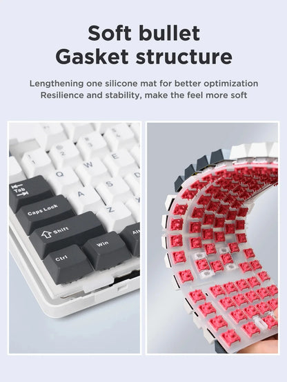 F87Pro Mechanical Keyboard, 2.4g/Usb/Bluetooth Tri Mode Wireless 87 Key 5 Layer Silencing Filling Suitable For Gaming Typing, AULA