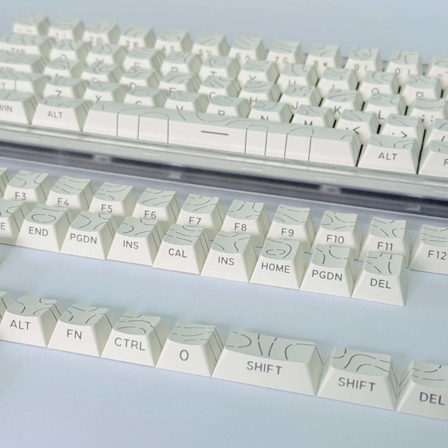 Contour Lines Translucent Keycaps Side Engraving Cherry Profile Black White Key Cap 60 70 80 90 100 Layout Mechanical Keyboard