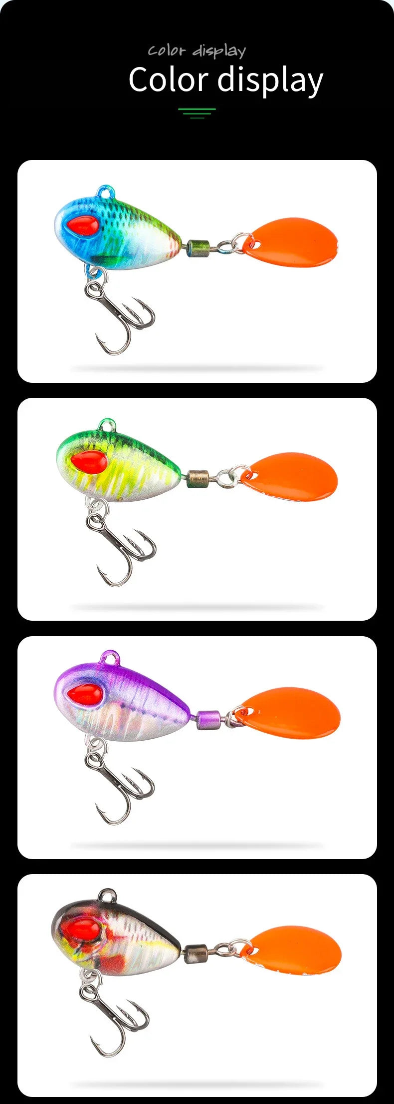 Spoon Spinner Bait Sinking Wobblers Baits Metal Jig VIB Lure Rotating Sequin Tail Lures Far Casting Fishing Baits for Sea Bass