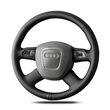 DIY Black Faux Leather Car Steering Wheel Cover For Audi Audi A3 8P Sportback A4 B8 Avant A5 8T A6 C6 A8 D3 Q7 8R Q5 4L S4 S3