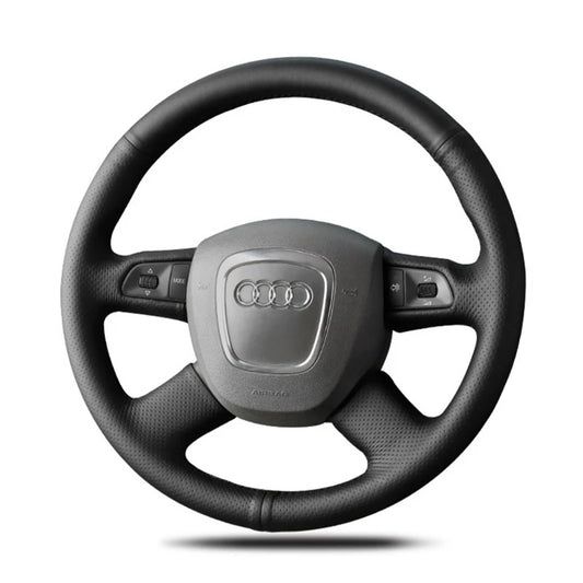 DIY Black Faux Leather Car Steering Wheel Cover For Audi A3 8P Sportback A4 B8 Avant A5 8T A6 C6 A8 D3 Q7 8R Q5 4L S4 S3