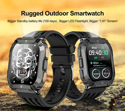 New 1000mAh Battery Smart Watch, 1.95 Inch AMOLED Screen, Men Outdoorsports Watch, IP68 Waterproof Bluetooth Call Sports Smartwatch