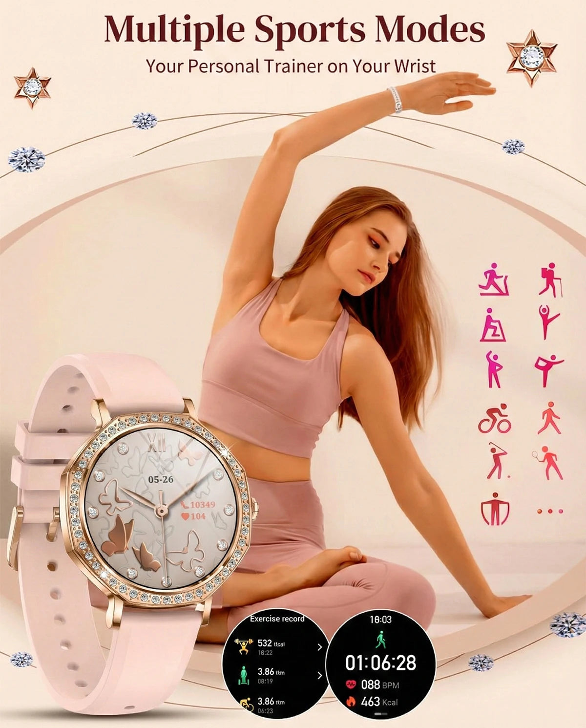 2026 Ultra Thin Women Smart Watch Screen Always Display Time Sports Bracelet Bluetooth Call Fashion Smartwatch Ladies Best Gift