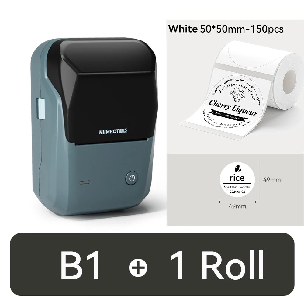 NIIMBOT B1 Portable Thermal Printer With Tapes 2 Inch Adhesive Label Printer Mini Bluetooth Sticker Maker Support Smartphones PC