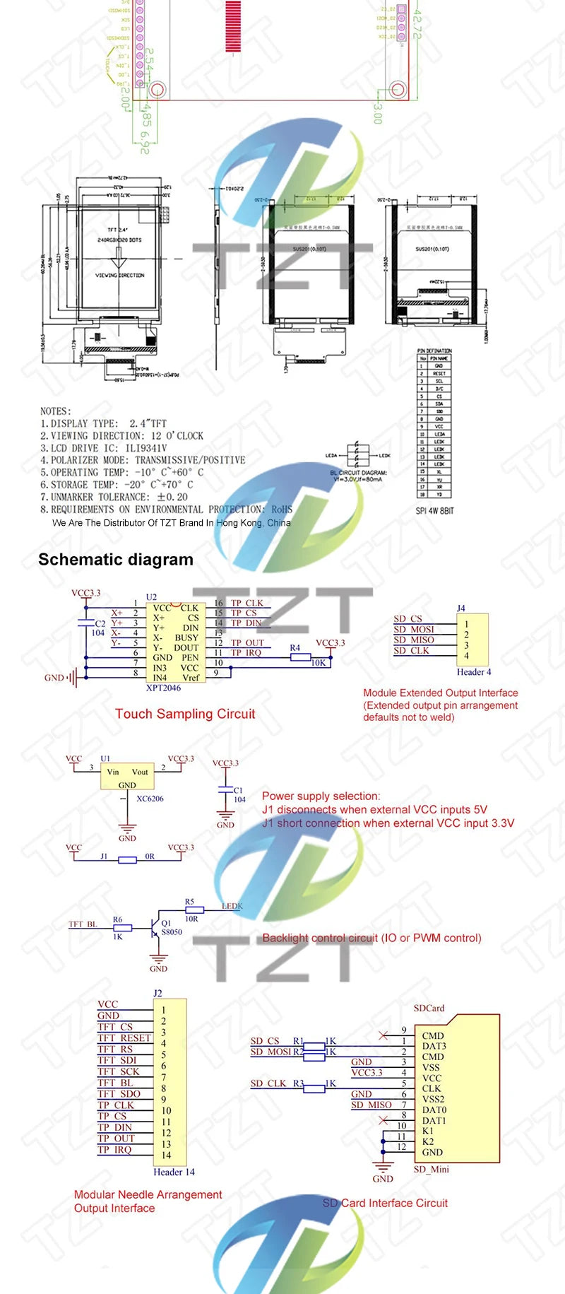 TZT 1.77/2.0/2.4/2.8 Inch TFT Color Screen LCD Display Module Drive ST7735 ST7789 Interface SPI 128*128 240*320
