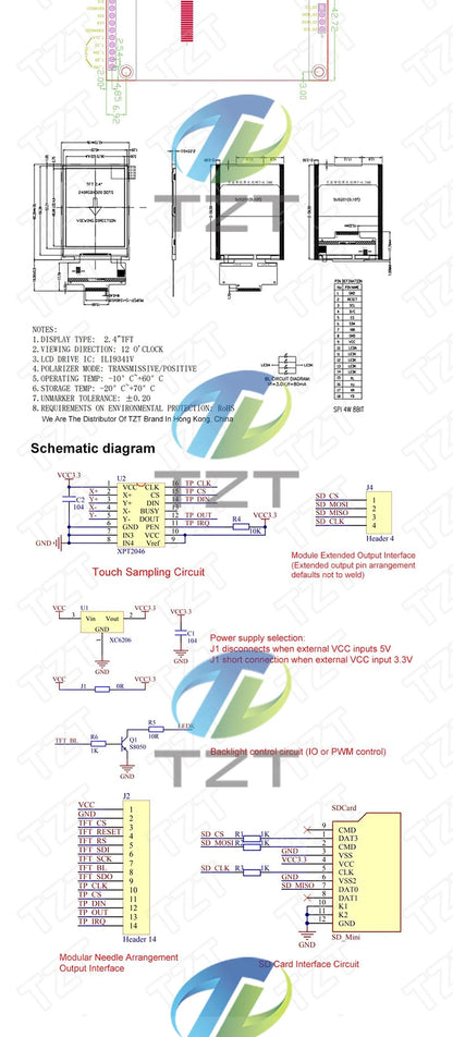 TZT 1.77/2.0/2.4/2.8 Inch TFT Color Screen LCD Display Module Drive ST7735 ST7789 Interface SPI 128*128 240*320