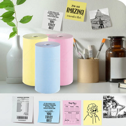Thermal Printer Papers 57mm Color Papers for Camera Instant Print Kids Camera Printing Inkless Mini Portable Photo Printer