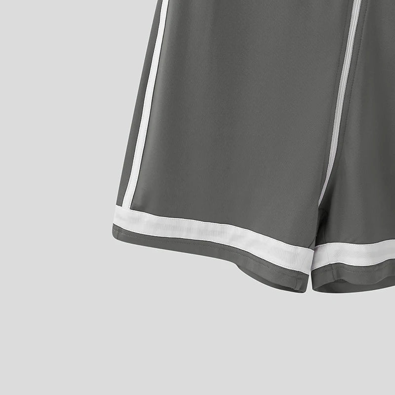 INCERUN Men Bodysuits Patchwork Zipper O-neck Short Sleeve Cozy Male Rompers Playsuits Workout 2025 Fashion Casual Bodysuit Men