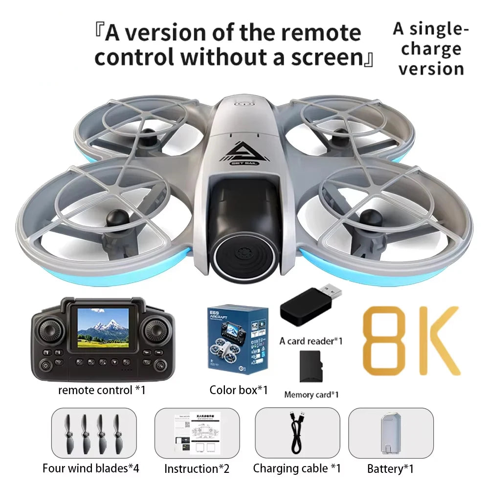 Lenovo E69 Drone HD Dual 8K Camera Optical Flow Aircraft Screen Control Aerial Brushless Photography Remote Control Aircraft