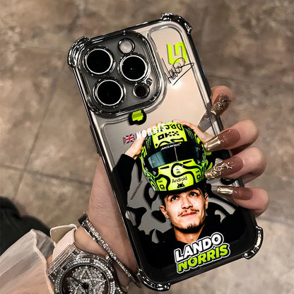Plating Phone Case For iPhone 17 16e 16 15 14 13 12 11 Pro Max XR Mini Air Plus Anti-Fall L-Lando Norris Airbag