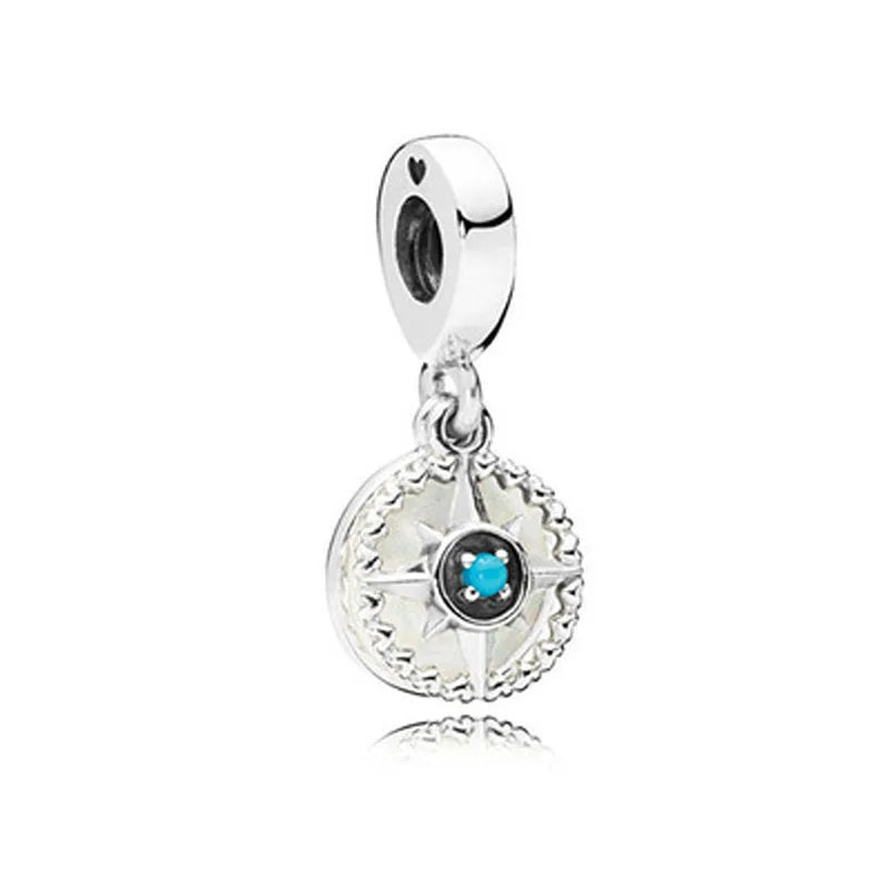 Blue Sparkling Zircon Star Moon Series Charms Beads Fit Original Bracelet Women DIY Pendant Accessories Jewelry 925 Silver Gifts