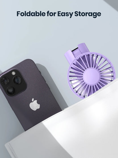 TOPK K38 Portable Handheld Fan,5000mAh 3 in 1 Multifunction Personal Travel Neck Fan with Digital Display,90° Foldable Desk Fan