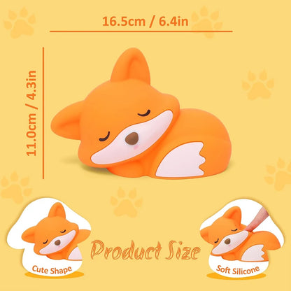 Fox Night Light, Squishy Silicone Lamp Novelty Gifts, Rechargeable Dimmable Timer Bedside Touch Nightlight for Breastfeeding