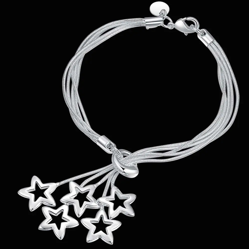 Fashion charm 925 Sterling Silver Bracelet for man woman, Twisted rope chain fine jewelry, Wedding party Christmas gift