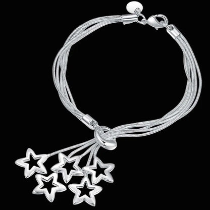 Fashion charm 925 Sterling Silver Bracelet for man woman, Twisted rope chain fine jewelry, Wedding party Christmas gift