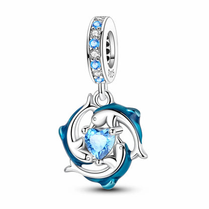 PAMELA 925 Sterling Silver Sea Turtle Starfish Blue Charm Dolphin Octopus Shell Bead For Original Charms Bracelets Ocean Jewelry