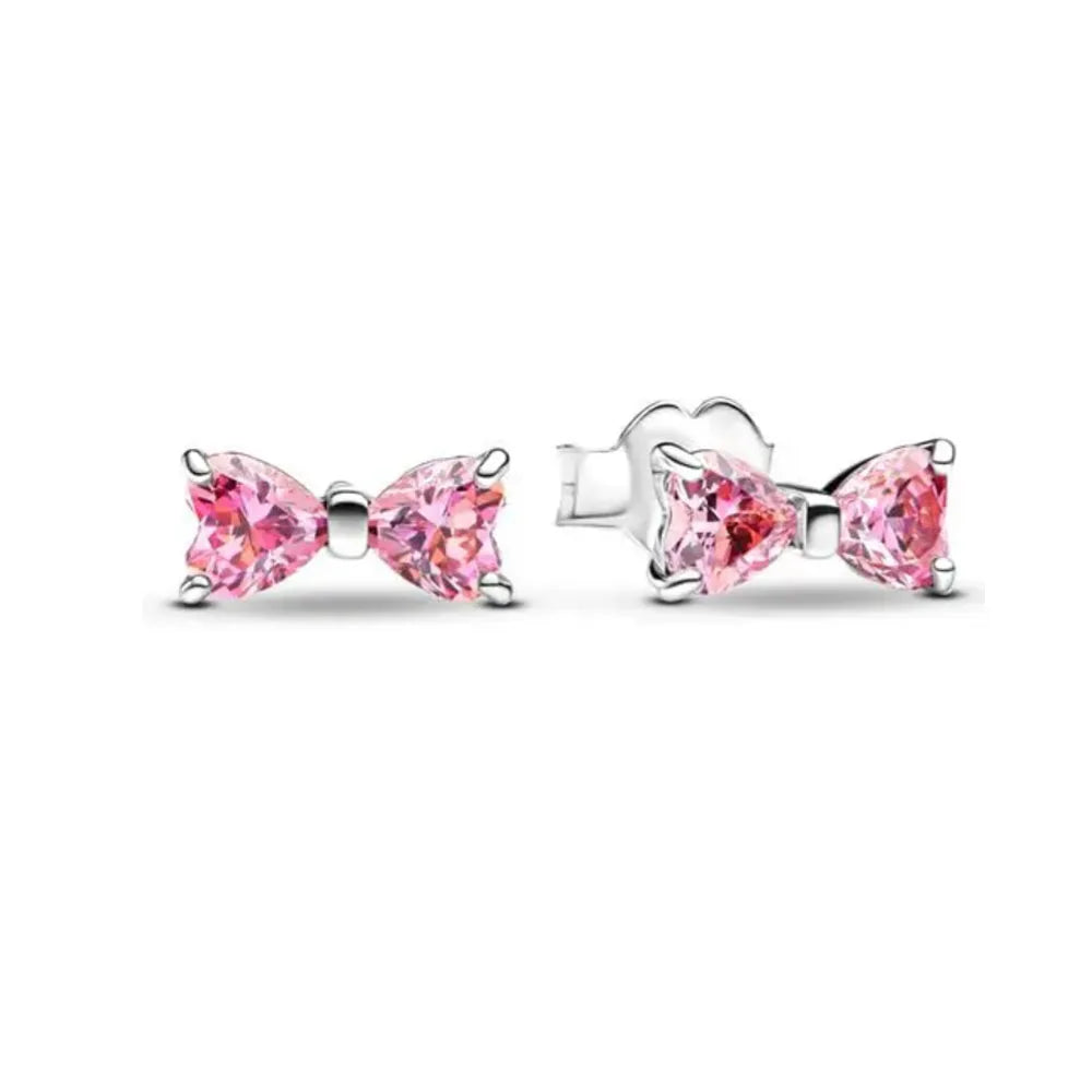 New 925 Silver bow Heart-shaped Ring Necklace Suitable for Valentine's Day,Holiday Gifts for Women DIY High-end ,Fashion Jewelry