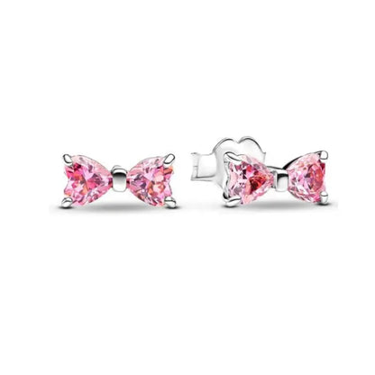 New 925 Silver bow Heart-shaped Ring Necklace Suitable for Valentine's Day,Holiday Gifts for Women DIY High-end ,Fashion Jewelry