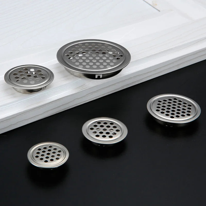 1Pc, Round Stainless Steel  Ventilation Cover, Louver Air Vent Grill Mesh Hole Cover For Wardrobe Cabinet, Furniture Accessories
