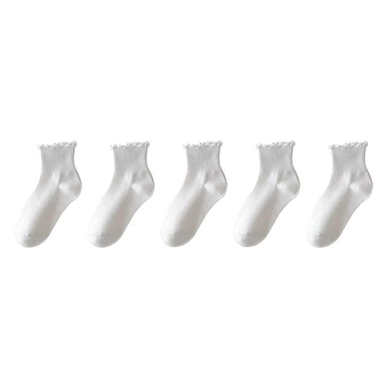 Japanese Winter Rolled Edge Short Socks Cute Socks Women Fresh Winter Wooden Ear Edge Female Socks Student Lo Niang Short Socks