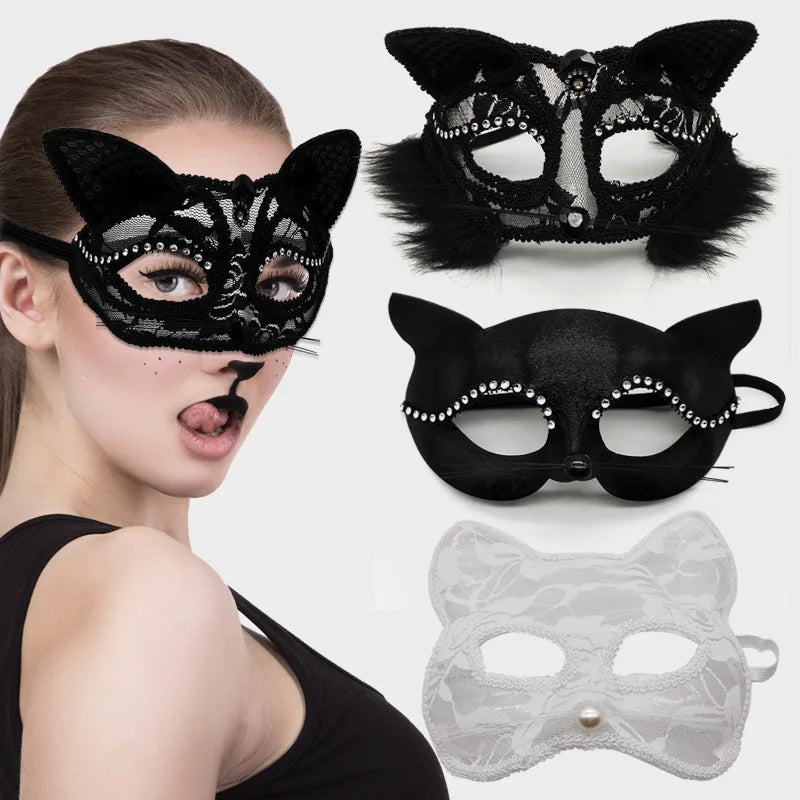 Sexy Lace Mask For Women Masquerade Party Props Halloween Cosplay Costume Accessories Half Face Cover Mask Animals Cat Eye Mask